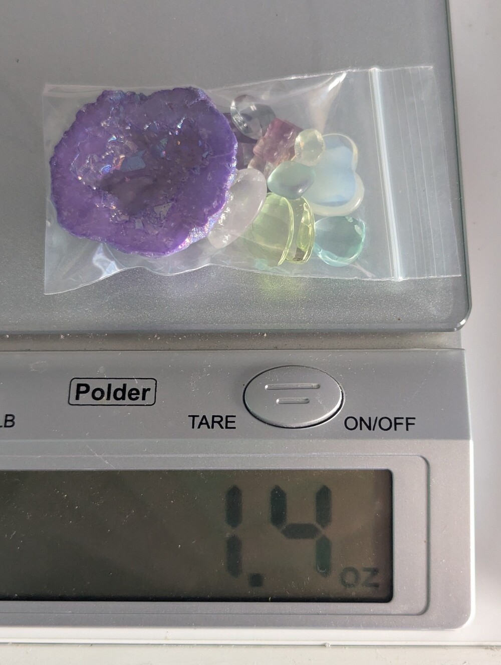 Lavender Aura Geode ☮️ Opalite Amethyst Aquamarine Fluorite Quartz Crystal Bowl - Picture 10 of 16